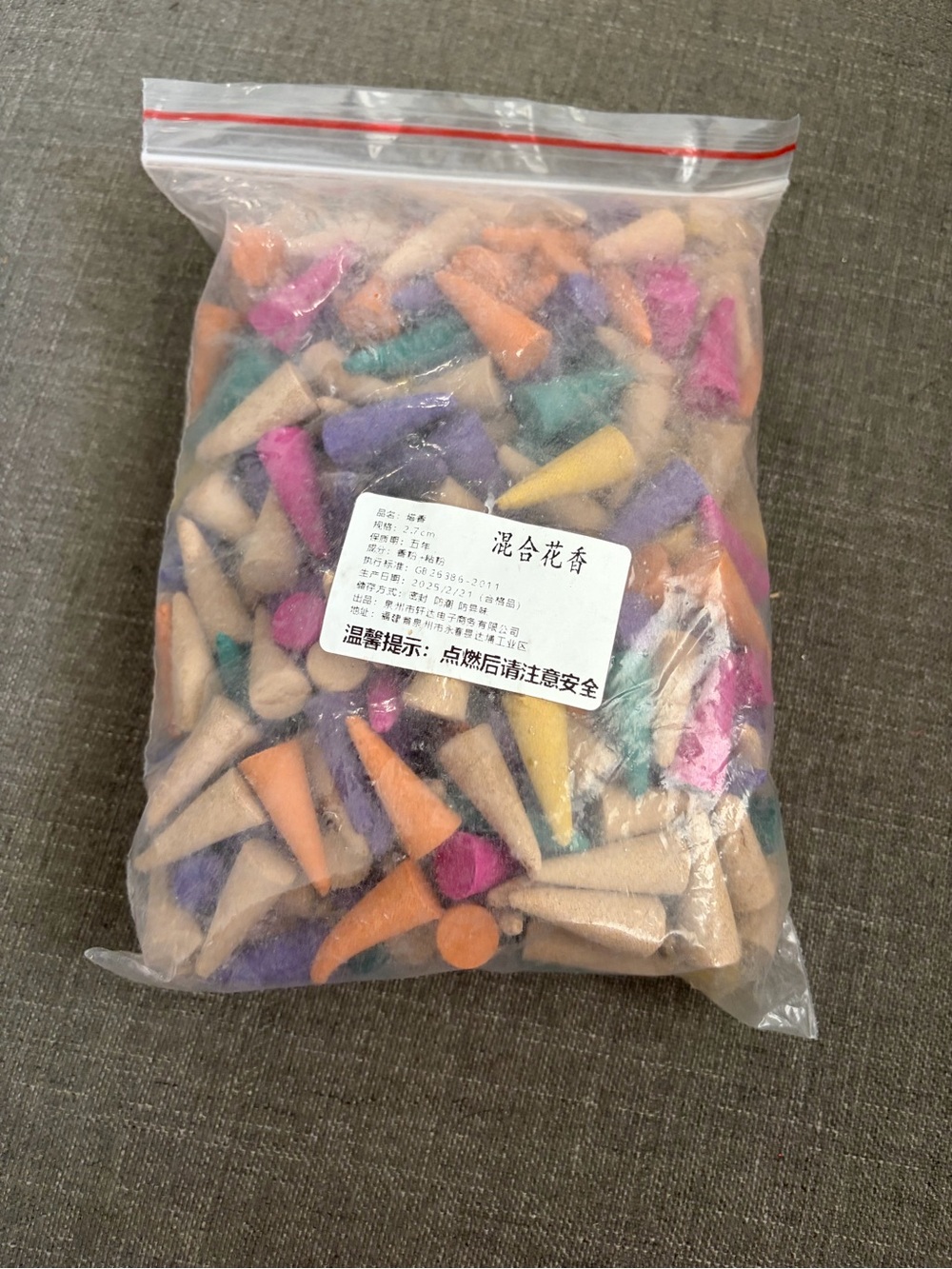 Mixed Floral Incense Cones 2.7cm Assorted Colors Bulk Bag